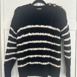 Sezane Navy and White Striped Sweater, Size Medium